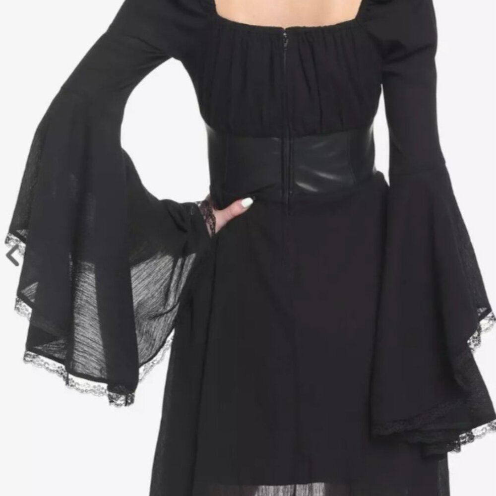 Black Corset Bell Sleeve Dress